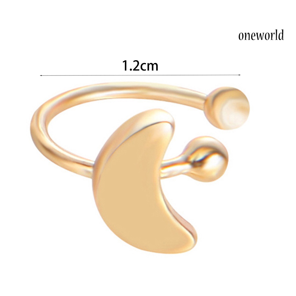 OW@ Earrings Exquisite Non Pierced Alloy Heart Star Triangle Moon Women Ear Cuff Clip for Party