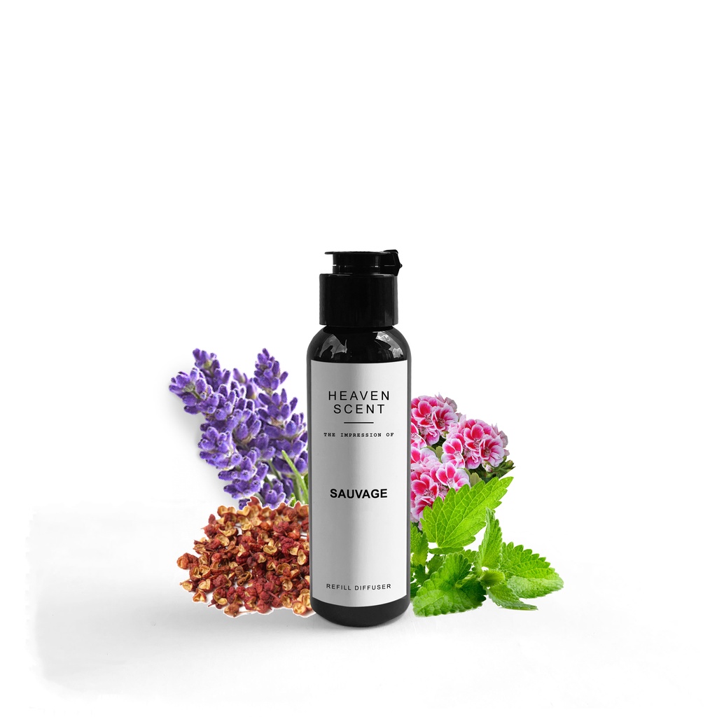 HEAVEN SCENT Refill Luxury Reed Diffuser 100 ml - Pengharum Ruangan Aromaterapi Inspired by Fragrance-Sauvage