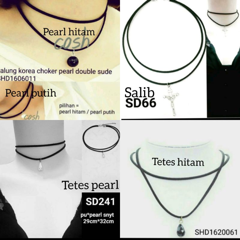 Kalung korea choker pearl double sude SHD1606011