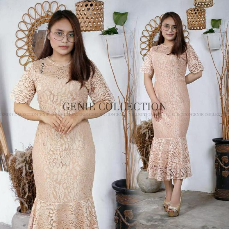 Dress Brokat Sandira Duyung/Dress Mewah/Dress Modern/Dress Natal Dan Tahun Baru/Dress Lengan Pendek