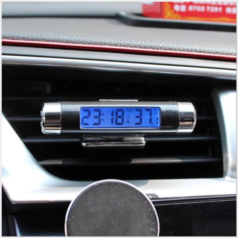 Thermometer Mobil Digital Backlight Otomotif  Jam Mobil