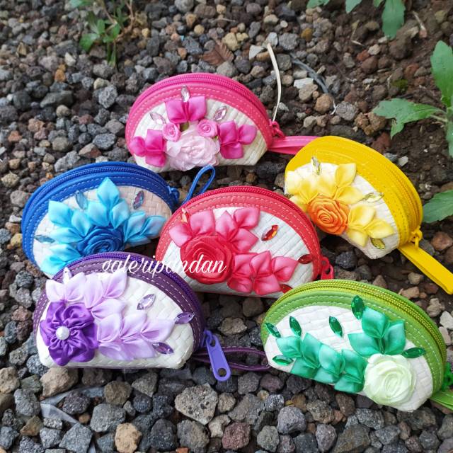 DOMPET KOIN BUNGA // Dompet koin pandan hias / DOMPET SOUVENIR TERMURAH Random