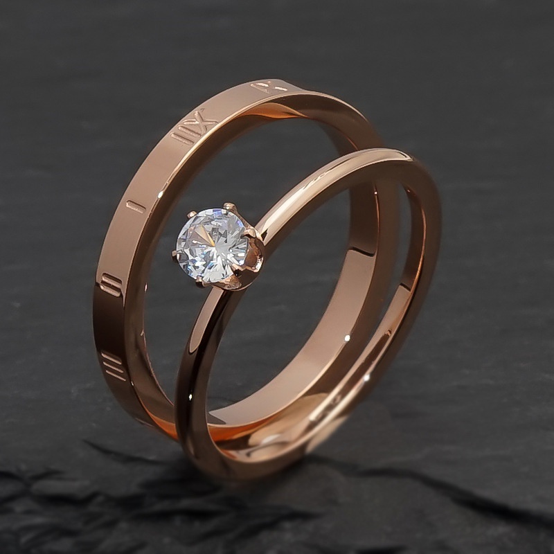 Cincin Berlian Bahan Titanium Steel Untuk Pasangan