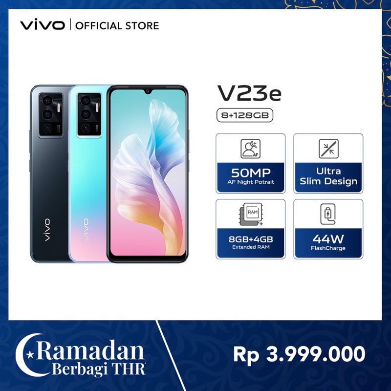 [CASHBACK 400k] vivo V23e - 8GB+4GB* Extended RAM, 128GB ROM, 50MP AF Night Portrait, 44W Flash-charge, 64MP Night Camera, NFC