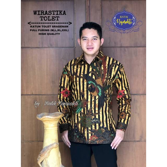 Batik Solo WIRASTIKA TOLET Kemeja Pria Katun Halus Sragenan Full Furing