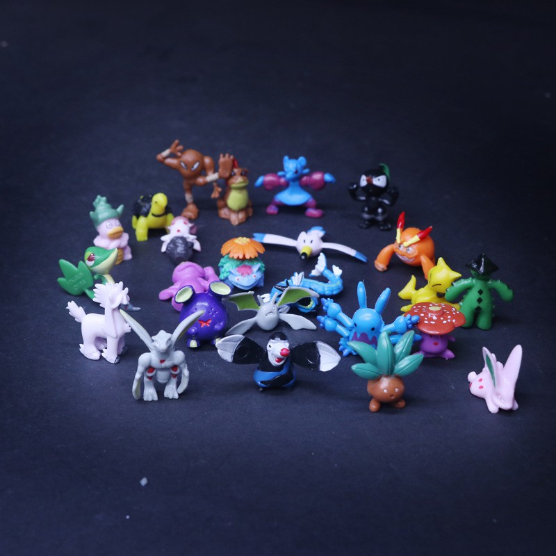 48pcs / 96Pcs Mainan Action Figure Mini Pokemon Pikachu Bulbasaur Untuk Dekorasi Kue