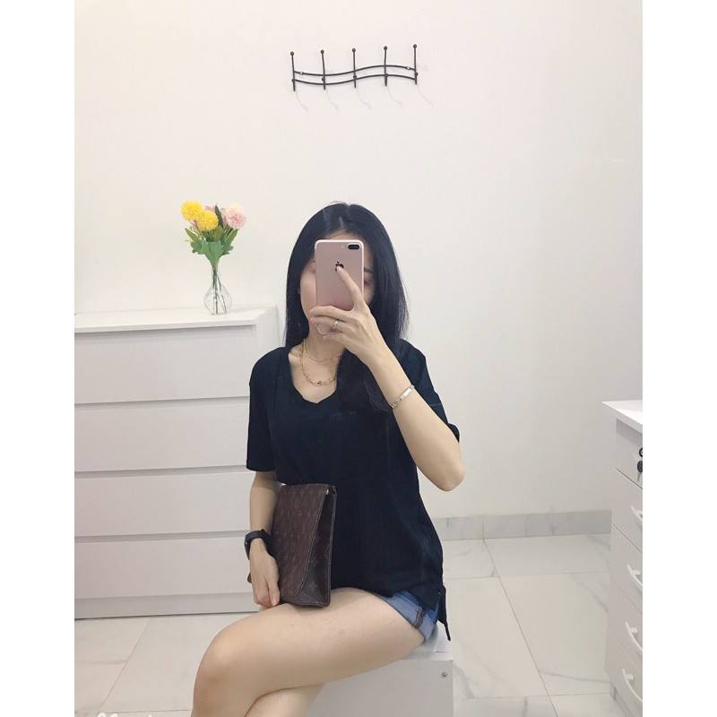 kaos oversize vneck polos spandek rayon.kaos besar korea vneck wanita import murah halus 1378