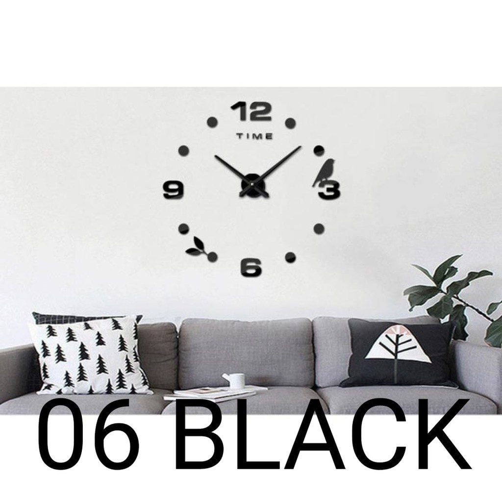 Jam Dinding Besar DIY 3D Giant Diameter 80-130cm Tempel Huruf Hiasan Angka Jumbo Raksasa Unik Aesthetic Minimalis-06 BLACK JUMBO