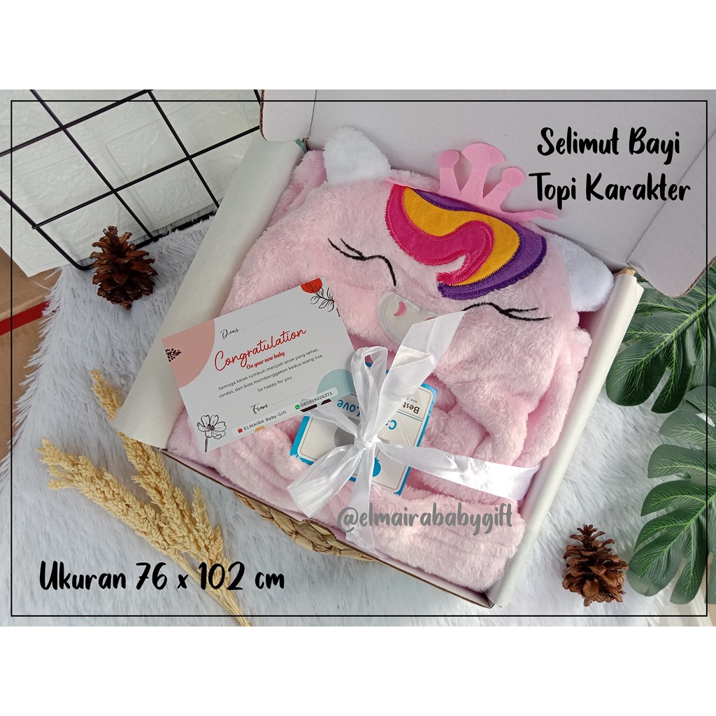 HAMPERS BABY GIFT BOX CANTIK BAYI NEWBORN JUMPER-SELIMUT KARAKTER