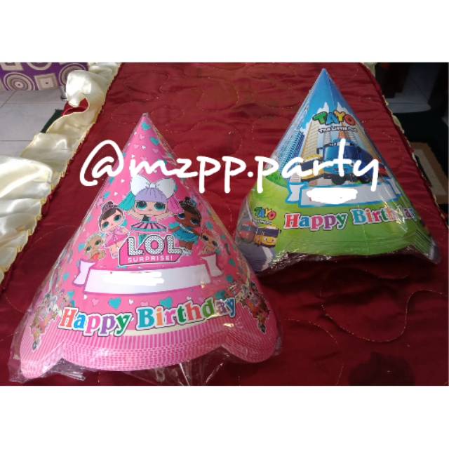 Topi Ultah Kerucut / Topi Ultah Karakter