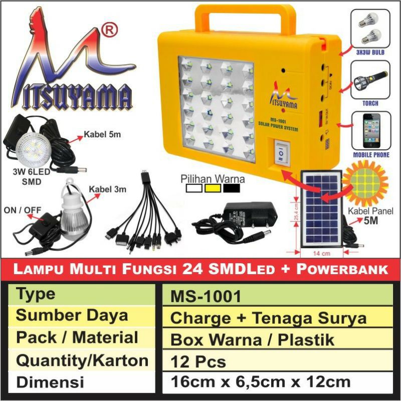 lampu emergency solar cell multifungsi solar lighting system mitsuyama