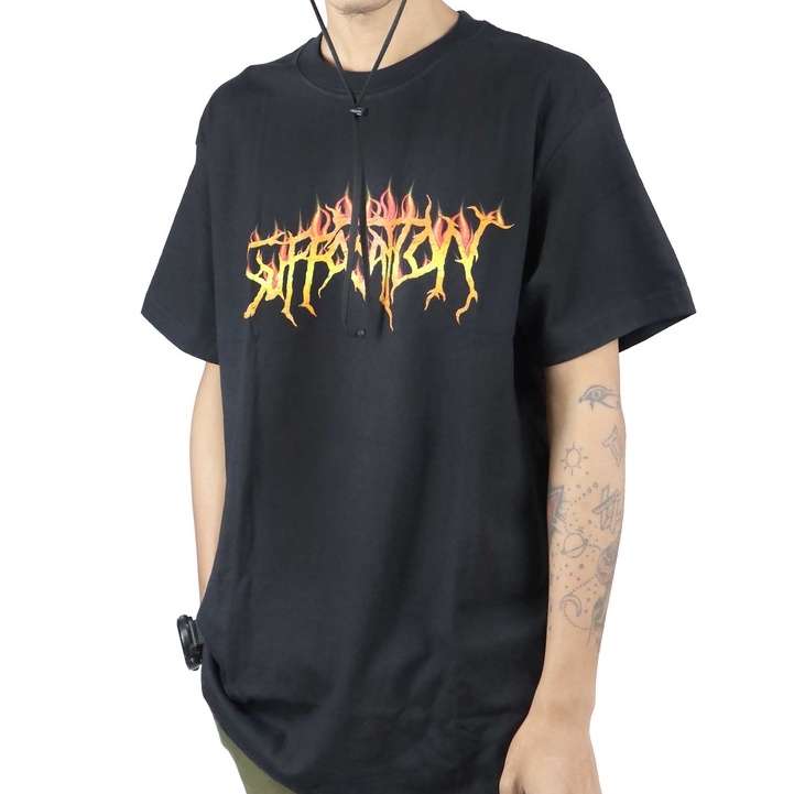 Original  Suffocation - Fire Logo Black Tshirt