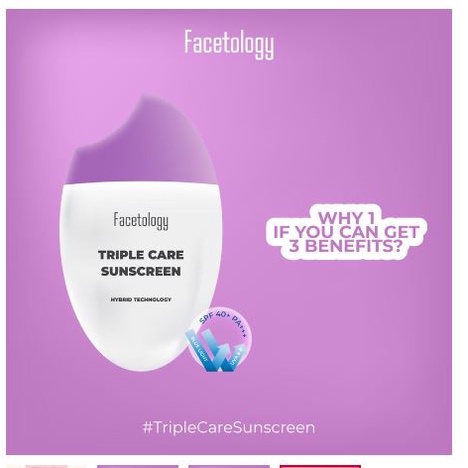 FACETOLOGY TRIPLE CARE SUNSCREEN SPF 40+ PA+++ HYBRID