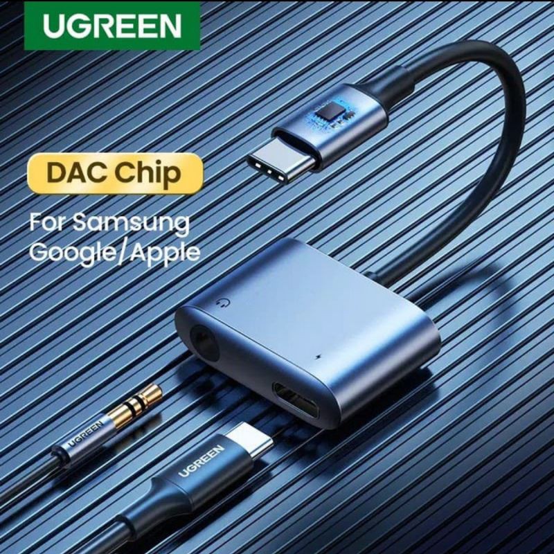 Ugreen Usb C to Audio DAC Support PD Charging - Ugreen Kabel Audio Aux 3.5mm DAC Usb 2 in 1