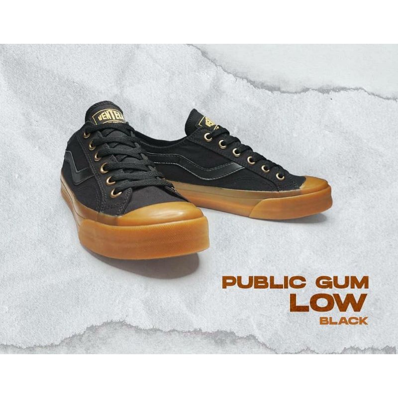 VENTELA P`76 PUBLIC LOW BLACK GUM - SEPATU SNEAKER LOKAL TERBAIK