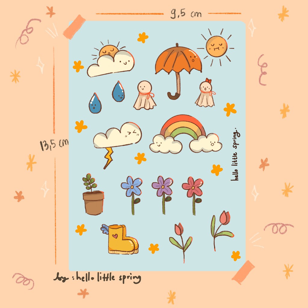 

Rainy Days Mini Sticker / Stiker Lucu / Stiker Korea