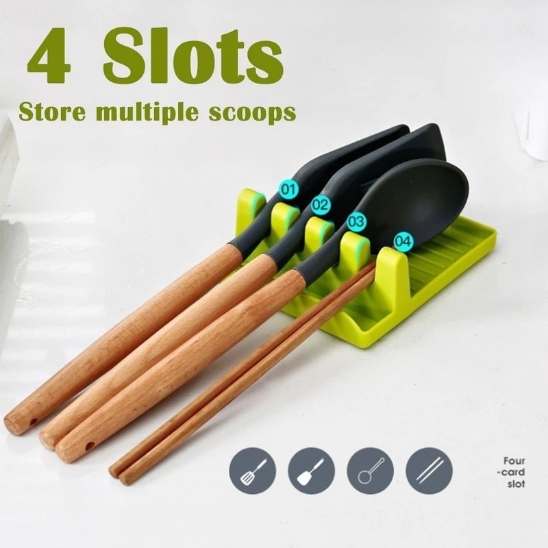 Hot Sale/[Unggulan] 1PCS Tempat Sendok Dapur/Rak Spatula Garpu Rak Organizer/Tempat Sumpit Istirahat Sendok Plastik Dengan Pad Tetes/Alas Sendok Non-slip Peralatan Dapur