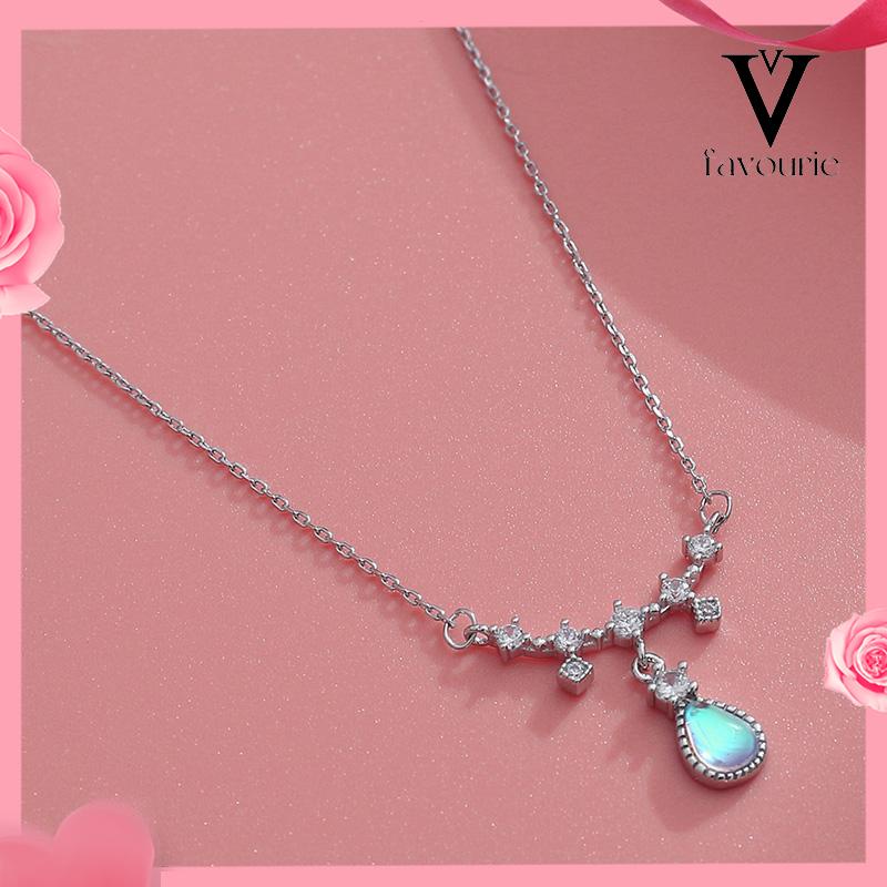 [COD]Kalung Fashion Wanita All-match Niche Design Light Luxury Moonstone Water Drop Necklace-FA