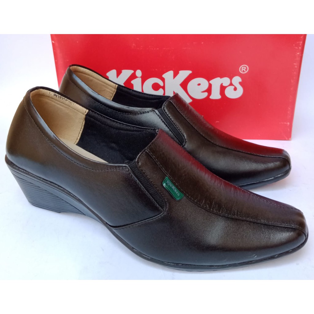 Sepatu pantofel wanita kickers kulit asli original fantofel elastis slip on formal kerja kantor COD