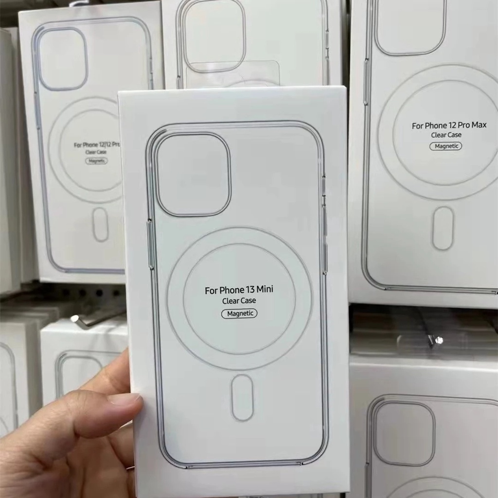 Case Charger Wireless Magnetik Transparan Untuk iPhone 13 Pro MAX 12 Pro MAX 11 Pro MAX 12Mini 13Mini X XS MAX XR