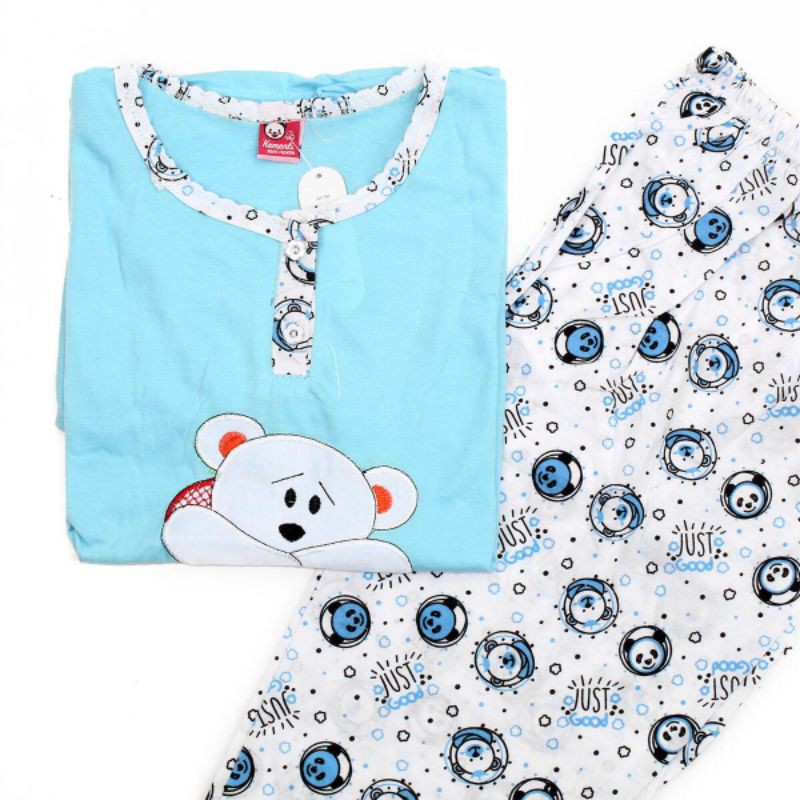 BAJU TIDUR DEWASA PIYAMA LENGAN PENDEK CELANA PENDEK 3/4 MOTIF BONEKA BEAR