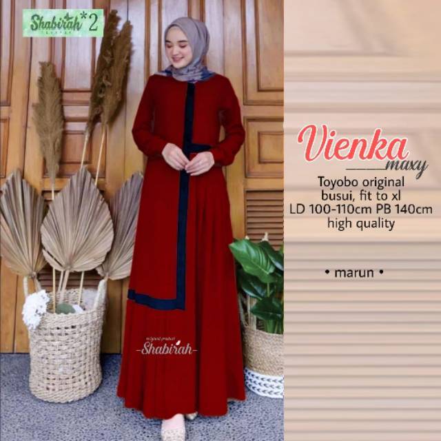 GAMIS VIENKA MAXI DRESS | BAJU MUSLIM WANITA POLOS SIMPLE