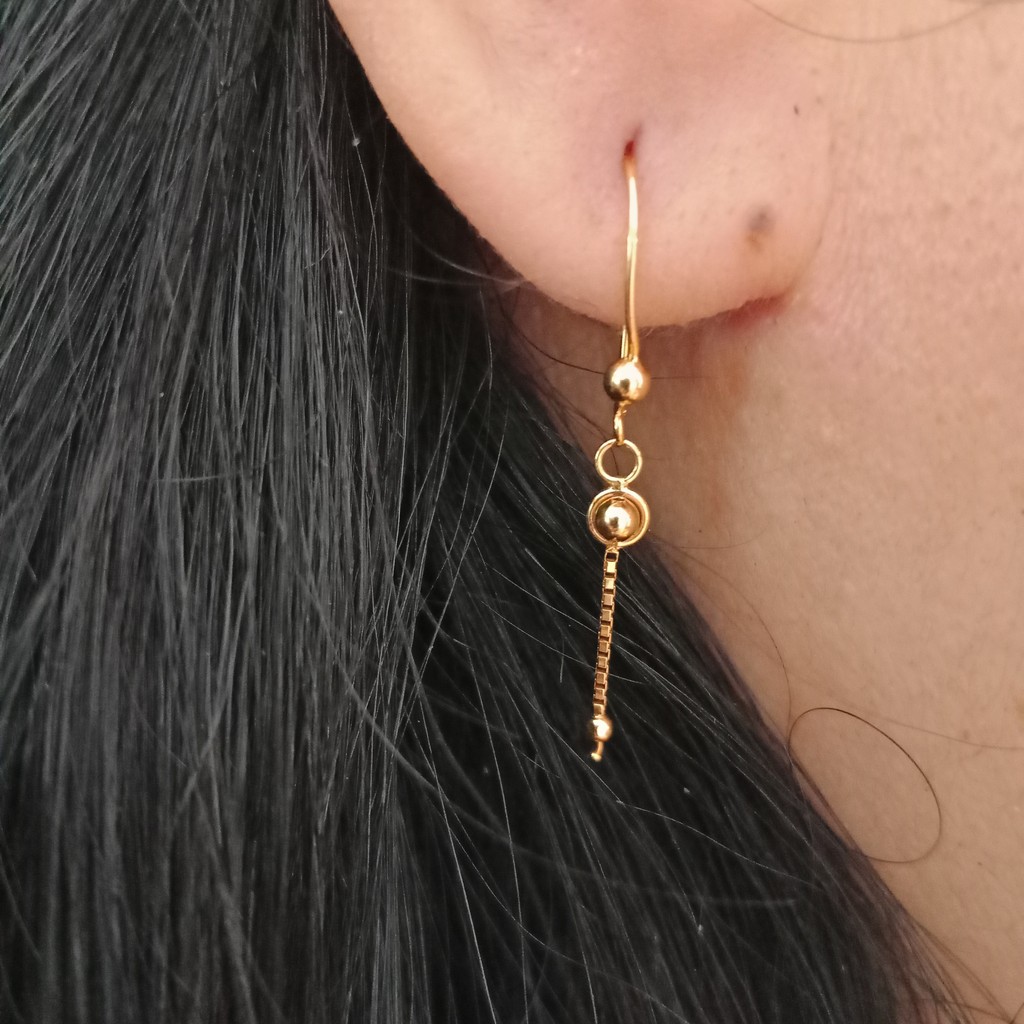 anting anak dan dewasa emas asli kadar 700 70% 16k 22 gold tanpa permata gantung panjang merica itali