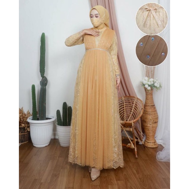 Gamis Long Princess NJ / Kebaya Modern Gamis Pesta Mewah / Dress Muslimah