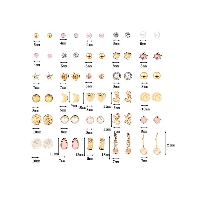 LRC Anting Set Fashion Gold Alloy Ear 30 Pairs Of Nails F83549