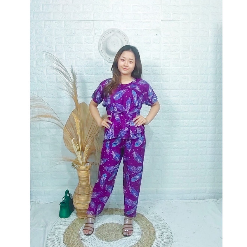 BABYDOLL BALI | SETELAN PANJANG KOMBINASI | BALI MOTIF | BAJU TIDUR | PIYAMA