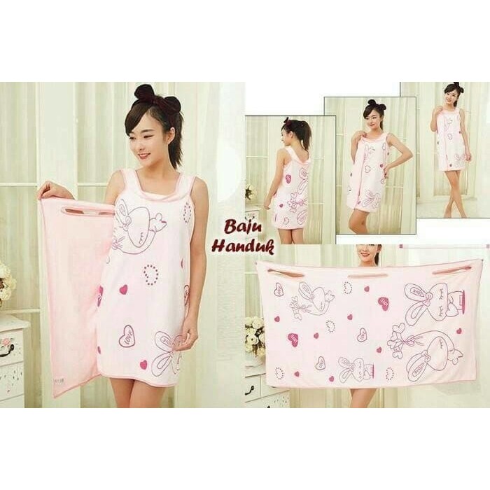 Jakarta - Handuk Baju Kimono Karakter Motif Wearable Towel Dress Pakaian Mandi