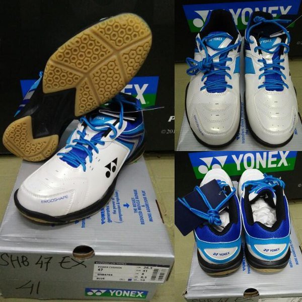 Sepatu Badminton Yonex SHB 47EX WHITE-BLUE Power Cushion   100% ORIGI BO1169 CN BAT