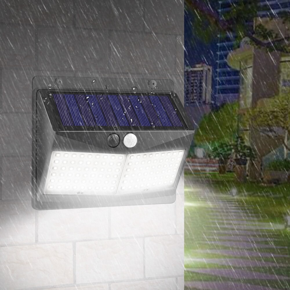 Lampu Solar Panel Sensor Gerak Outdoor Waterproof 108 LED Warm White