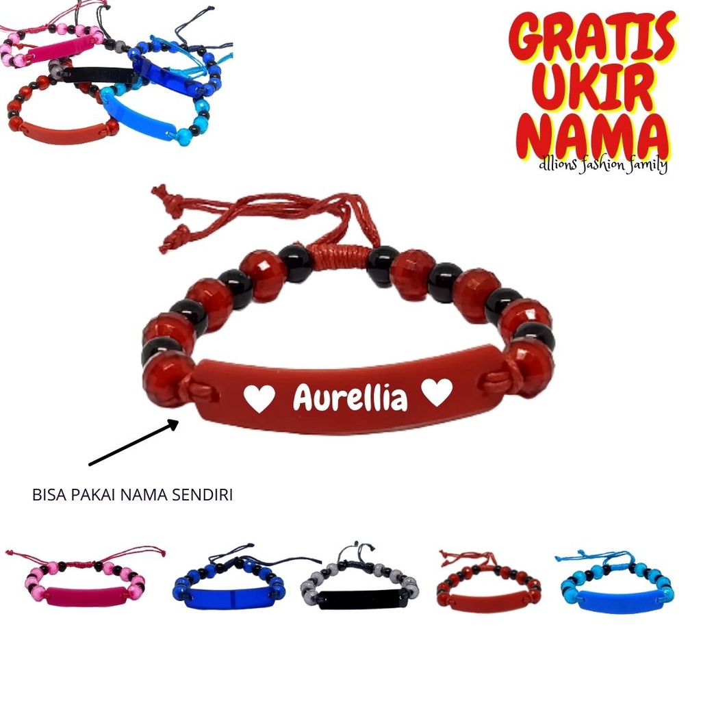 GELANG NAMA,GELANG UKIR NAMA,BERVARIANT WARNA HARGA UNTUK SATU BUAH,GELANG ANAK