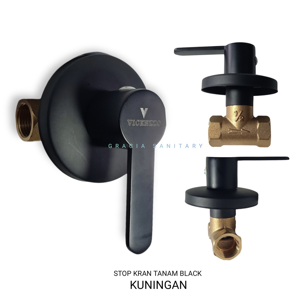 Paket Murah Shower Tanam Stainless 8 Inch + Kran Tanam Black Dan Gold