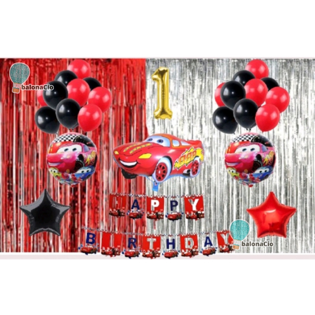 Jual PAKET SET DEKORASI ULANG TAHUN BALON CARS / HAPPY BIRTHDAY SET