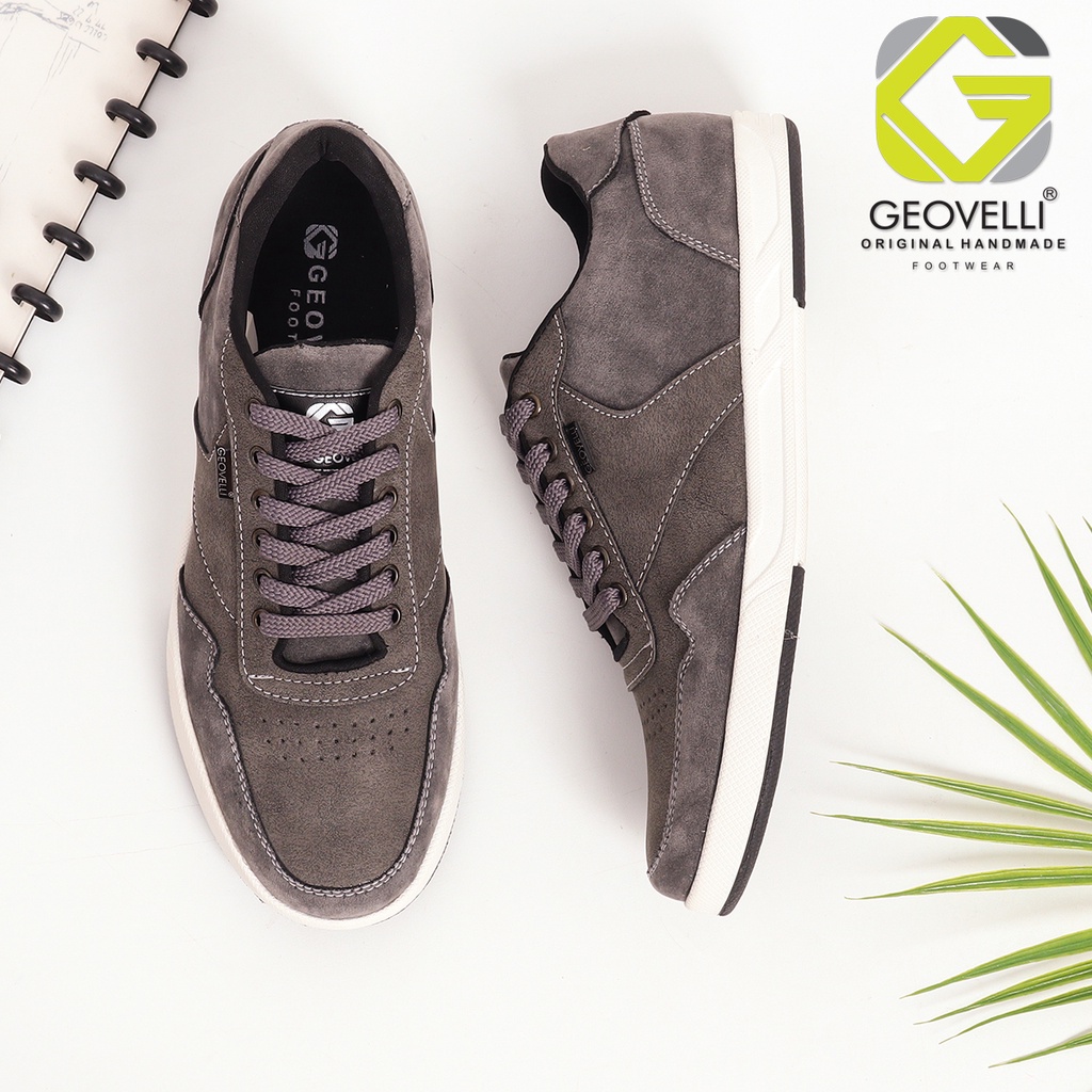 GEOVELLI ORIGINAL - Sepatu Kasual Sneakers Pria Abu-Abu Sepatu Distro Premium Exclusive Gvl.3125