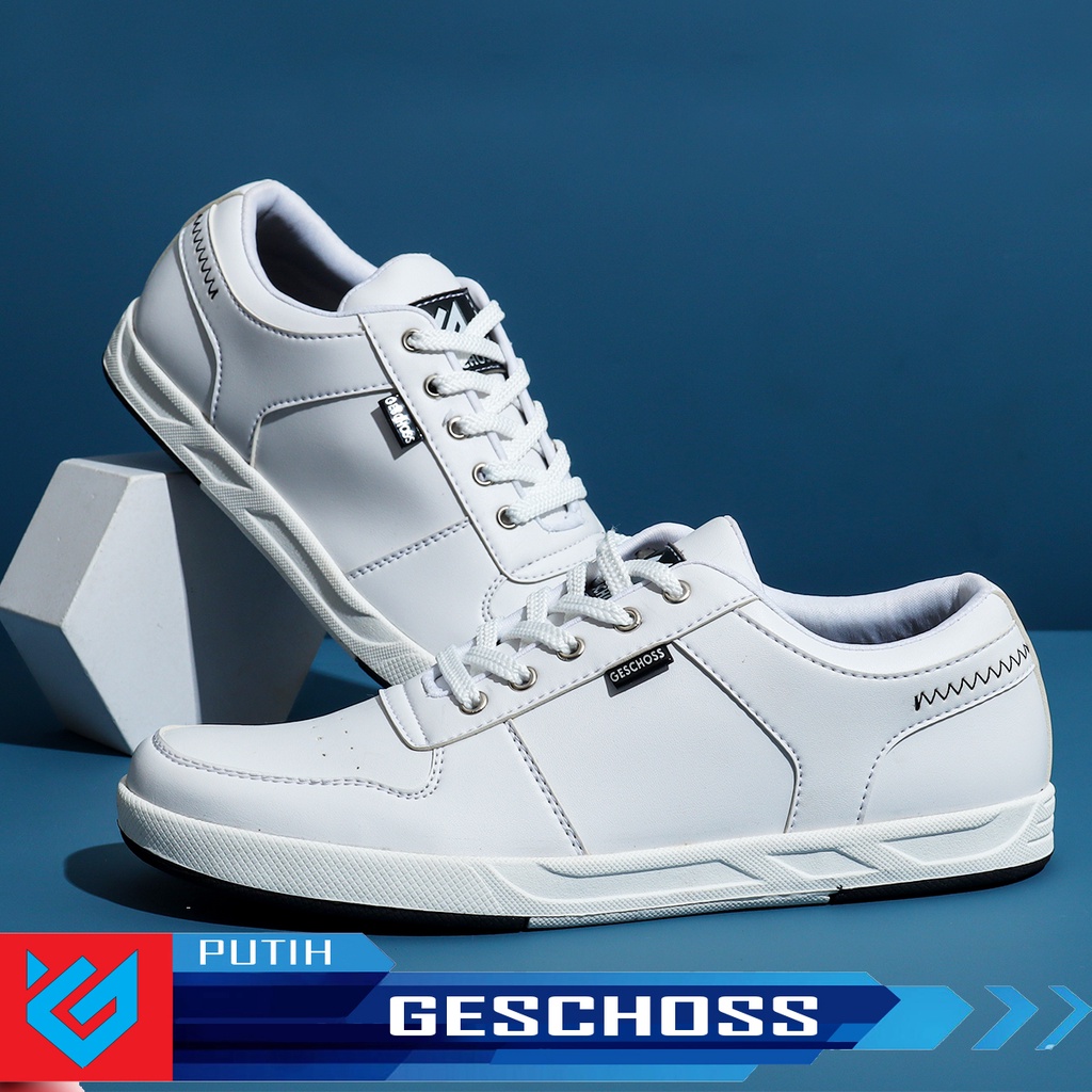 GESCHOSS ORI Sepatu Sneakers Pria Higg Quality G-7832 Brand Lokal Distro Sepatu Casual Kets sekolah Kuliah Warna Putih