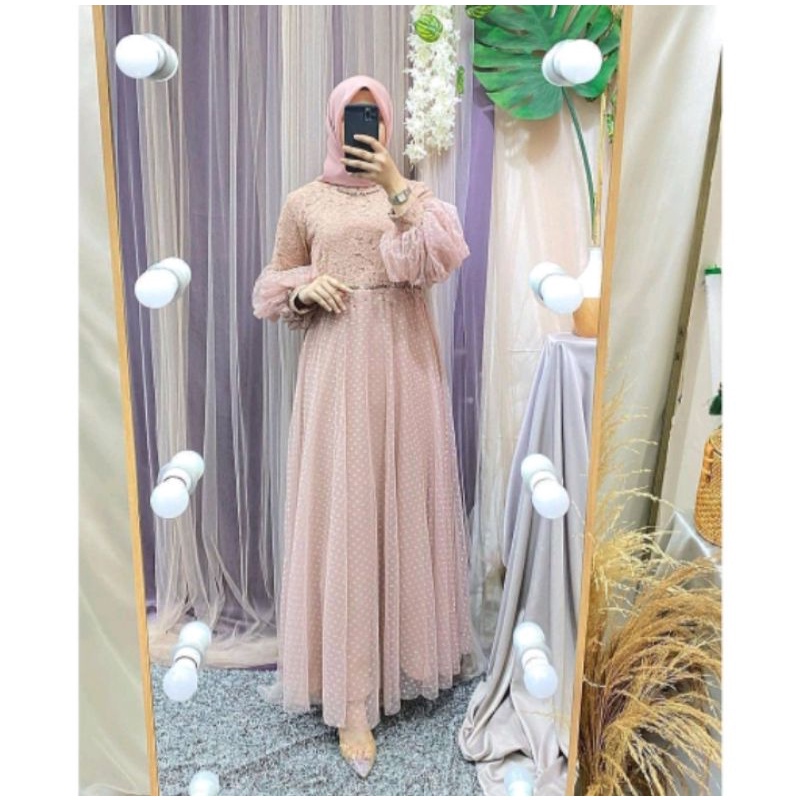 DRESS BRUKAT TILE/DRESS GAMIS BRUKAT PREMIUM LADY PESTA/GAMIS