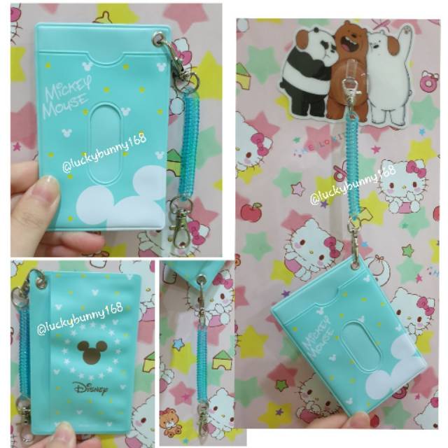 

card holder disney mickey mouse with strap name tag id card lanyard tempat kartu nama