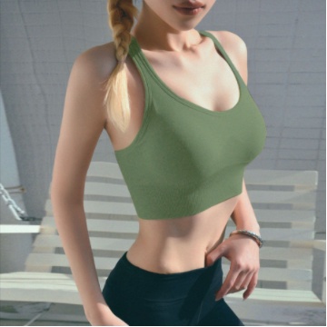 Vbras Official Shop BR46 Bra Olahraga Pakaian Olarahraga Wanita Sport Bra Pushup-HIJAU