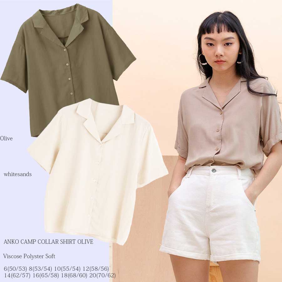 BLOUSE WANITA ANKO CAMP COLLAR BLOUSE-4