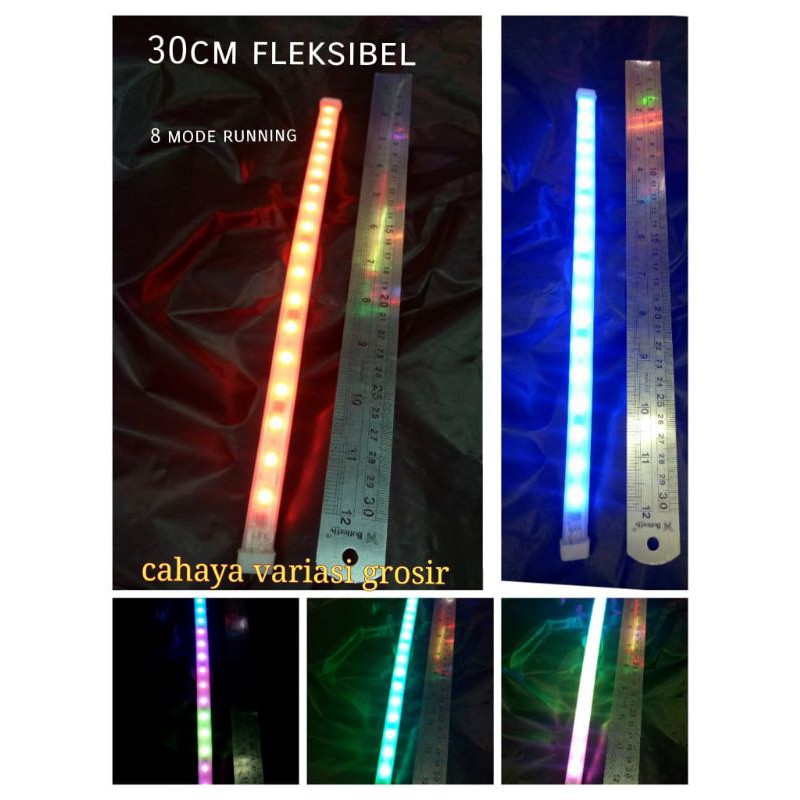 lampu neon fleksibel 30cm RGB / LAMPU AURORA 30 CM PELANGI RUNNING