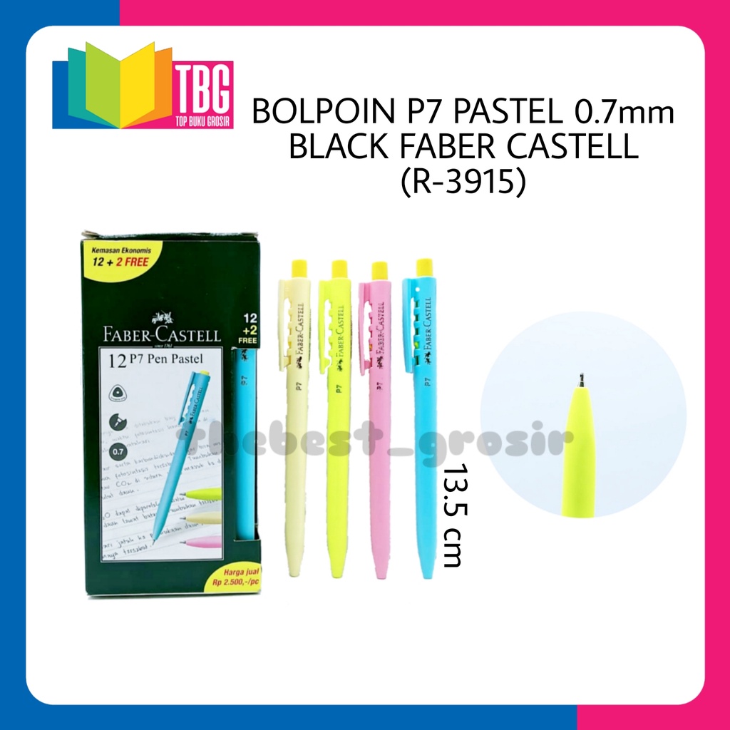 

1 PAK (12 PCS) BOLPEN P7 PASTEL 0.7 MM BLACK FABER CASTELL / PULPEN / BALLPOINT / PENA (R-3915)