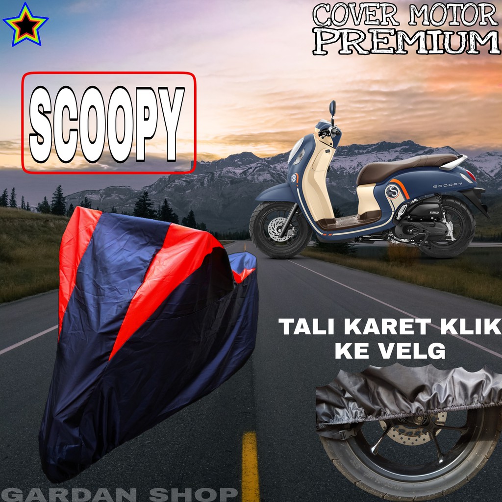 Sarung Motor SCOOPY Hitam MERAH Body Cover Penutup Pelindung Motor Scoopy PREMIUM