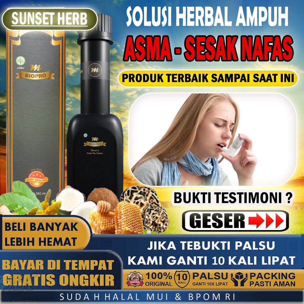 Obat Asma Paling Ampuh, Obat Asma Herbal, Mbiopro Obat Sesak Nafas, Non Semprot, Obat Paru-Paru Basa