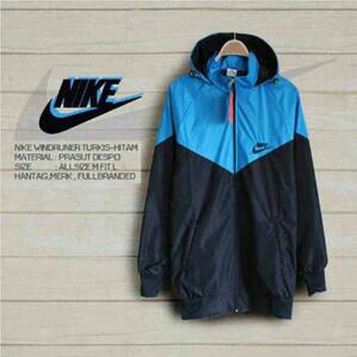 JAKET PARASUT NIKE WINDRUNNER WINDBREAKER BISA WATERPROOF BIRU HITAM