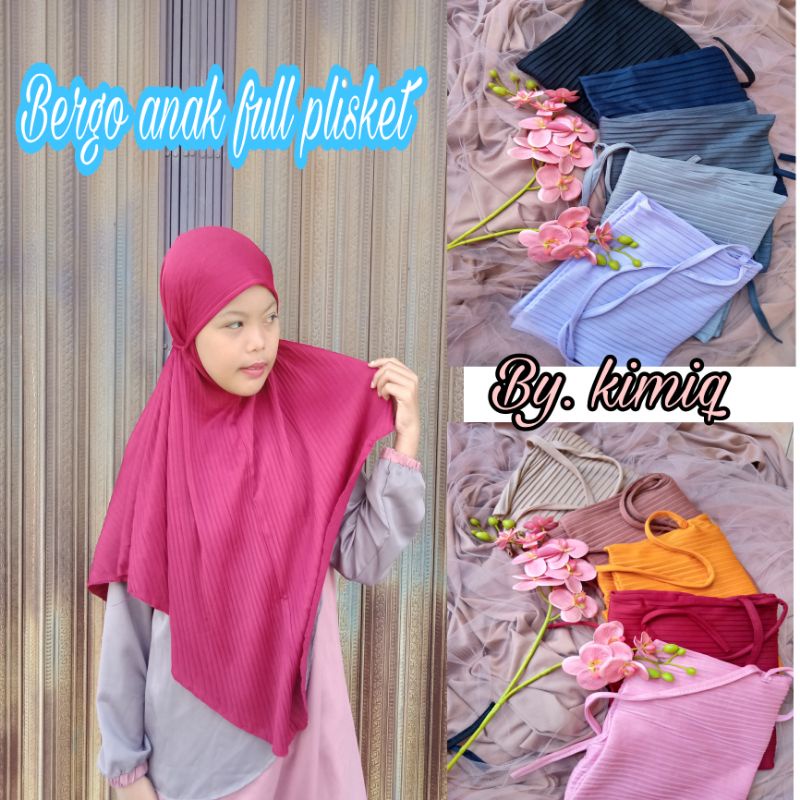 Jilbab bergo maryam plisket tali anak 9-15th