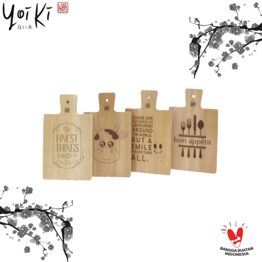Papan potong kayu kecil | Telenan kayu lucu | YOIKI - Papan Potong Mini Paddle Printing (1 PCS)  | T