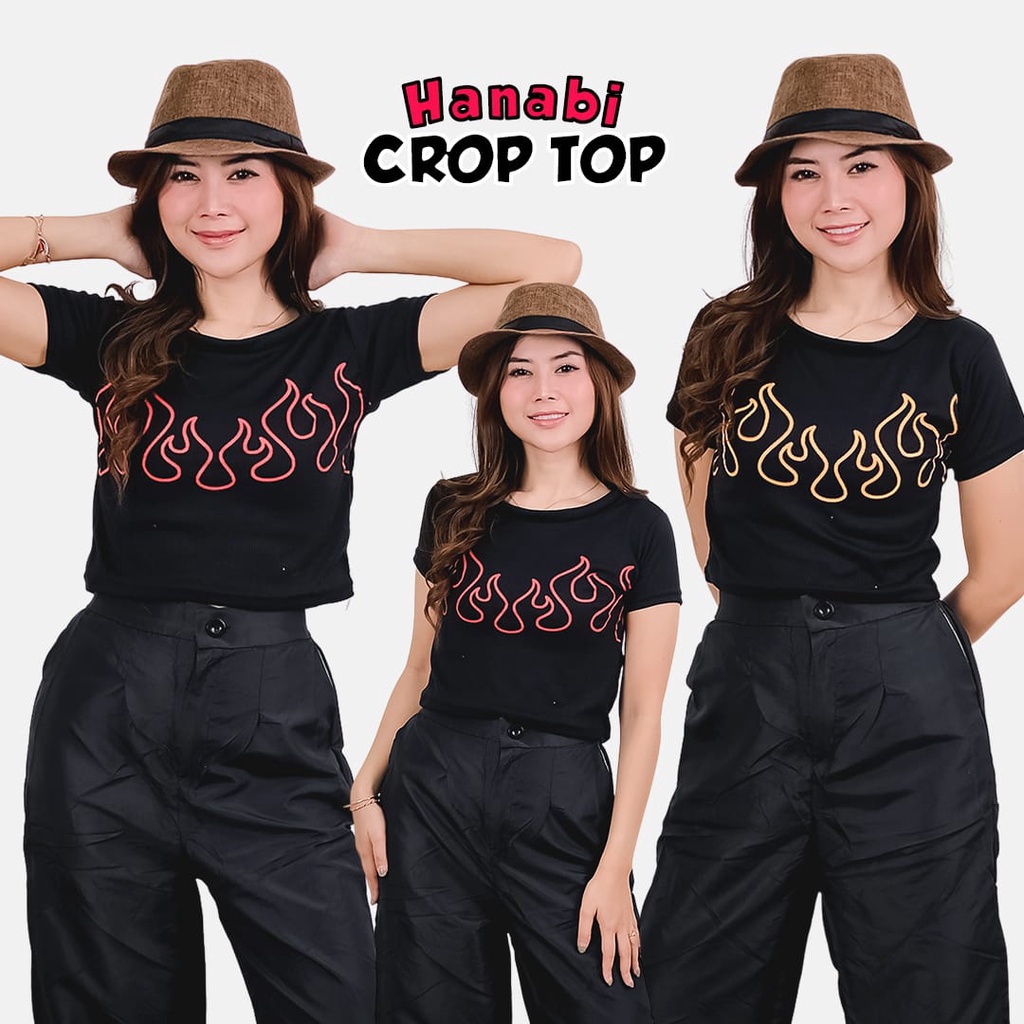 Tq88indonesia Fashion Baju Crop Wanita Terbaru / Crop Top Hanabi Rib / Baju Atasan Wanita Lengan Pendek / Ootd Kekinian / Outfit Citayam / Pakaian Sehari-hari